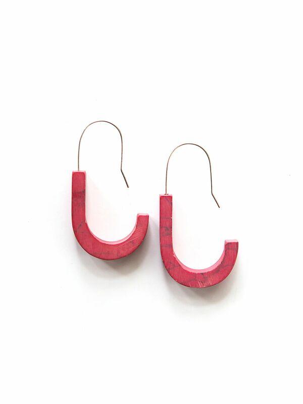 Fair Anita Clay Hoops - Red Marble - Ethical Trade Co