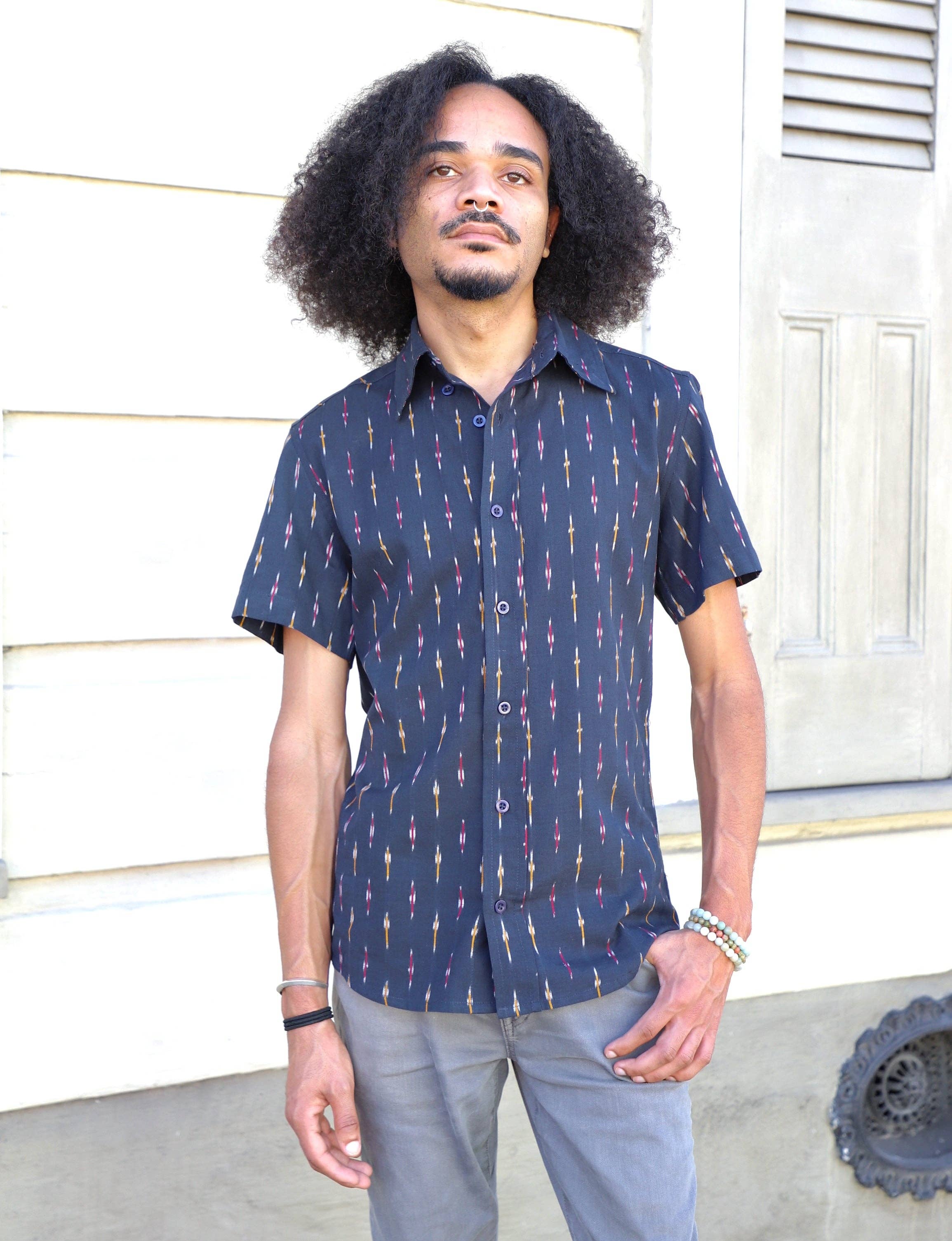 Badru Men's Button Down Shirt - Cotton Navy