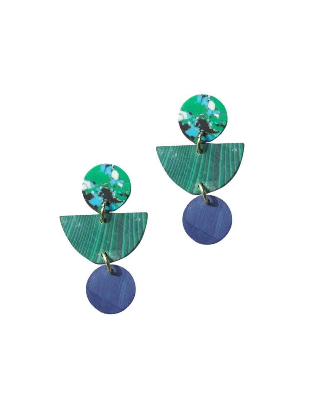 Geo Clay Earrings Rainforest - Ethical Trade Co