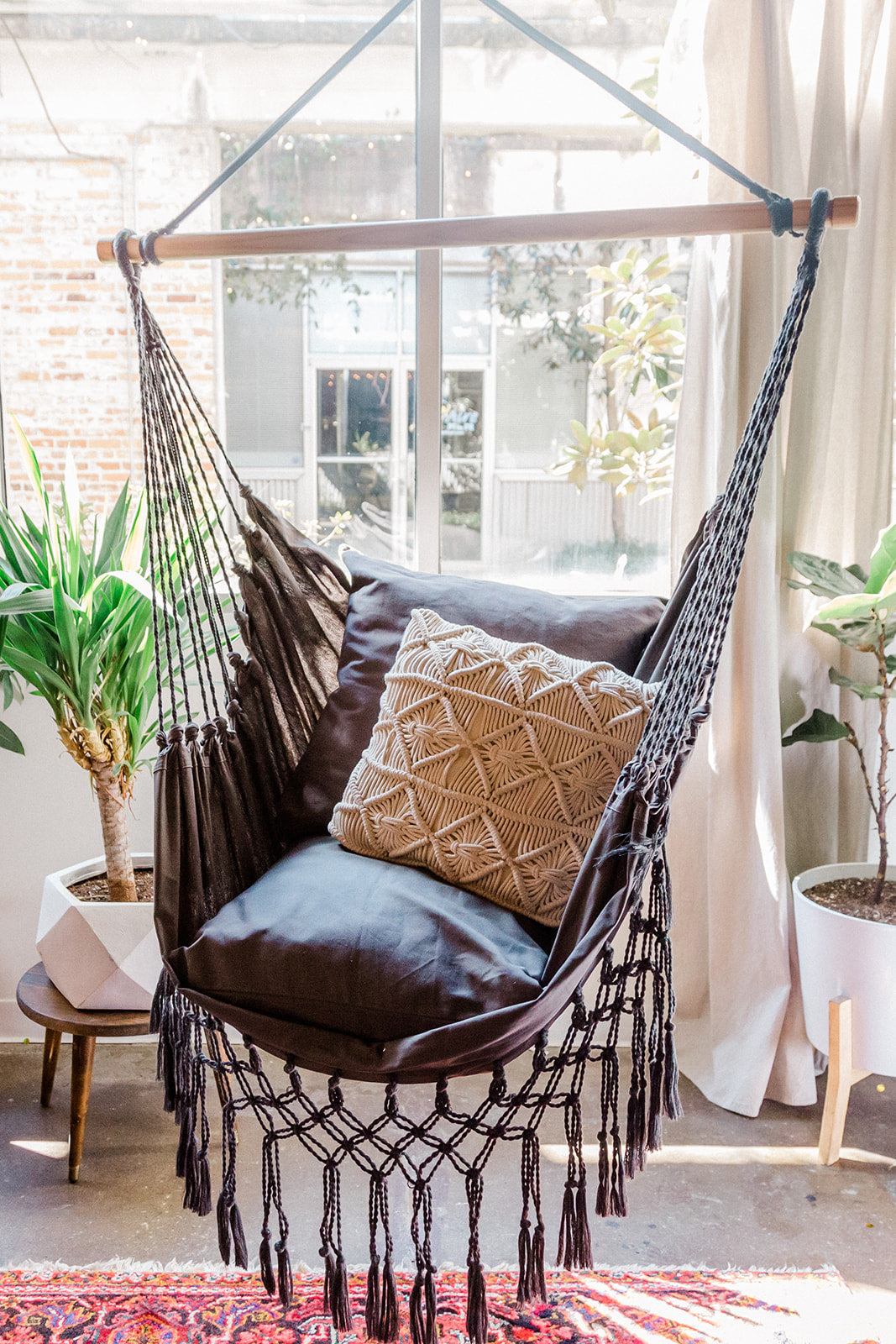 Gray Boho Macrame Hammock Chair Swing | SERENA