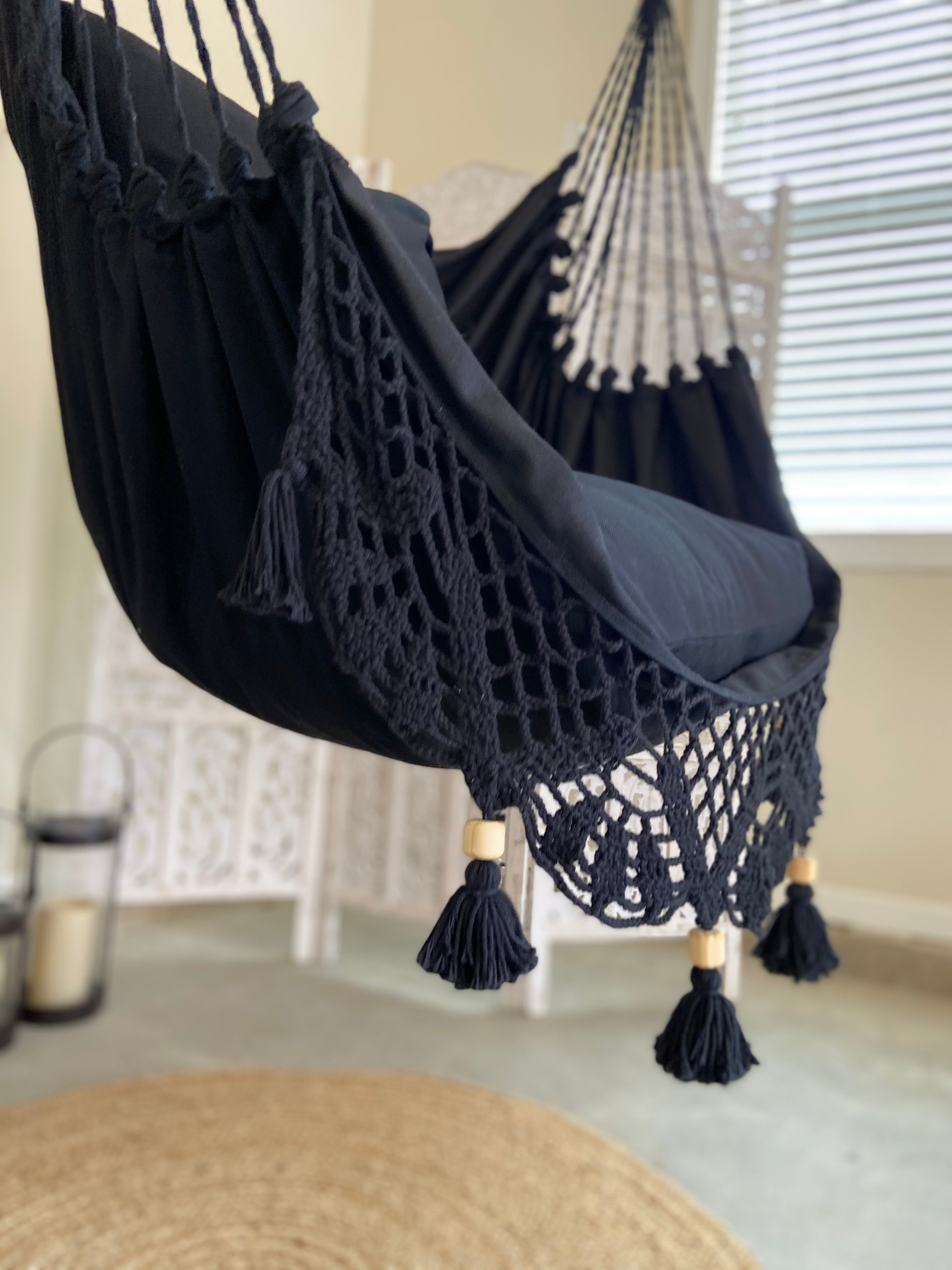Black Crochet Hammock Chair | LUCIA BLACK