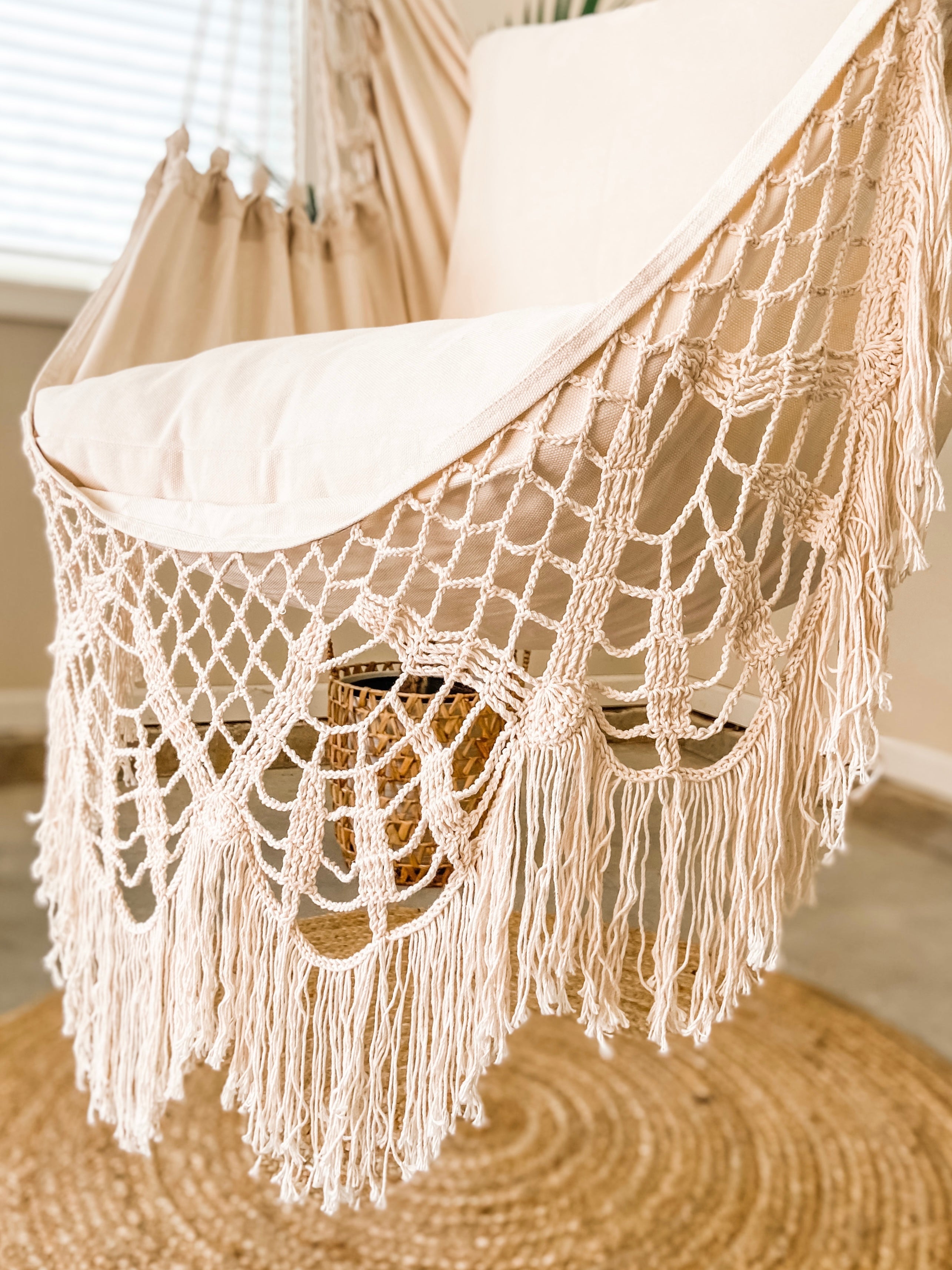 White Boho Crochet Hammock Chair Swing | NINA