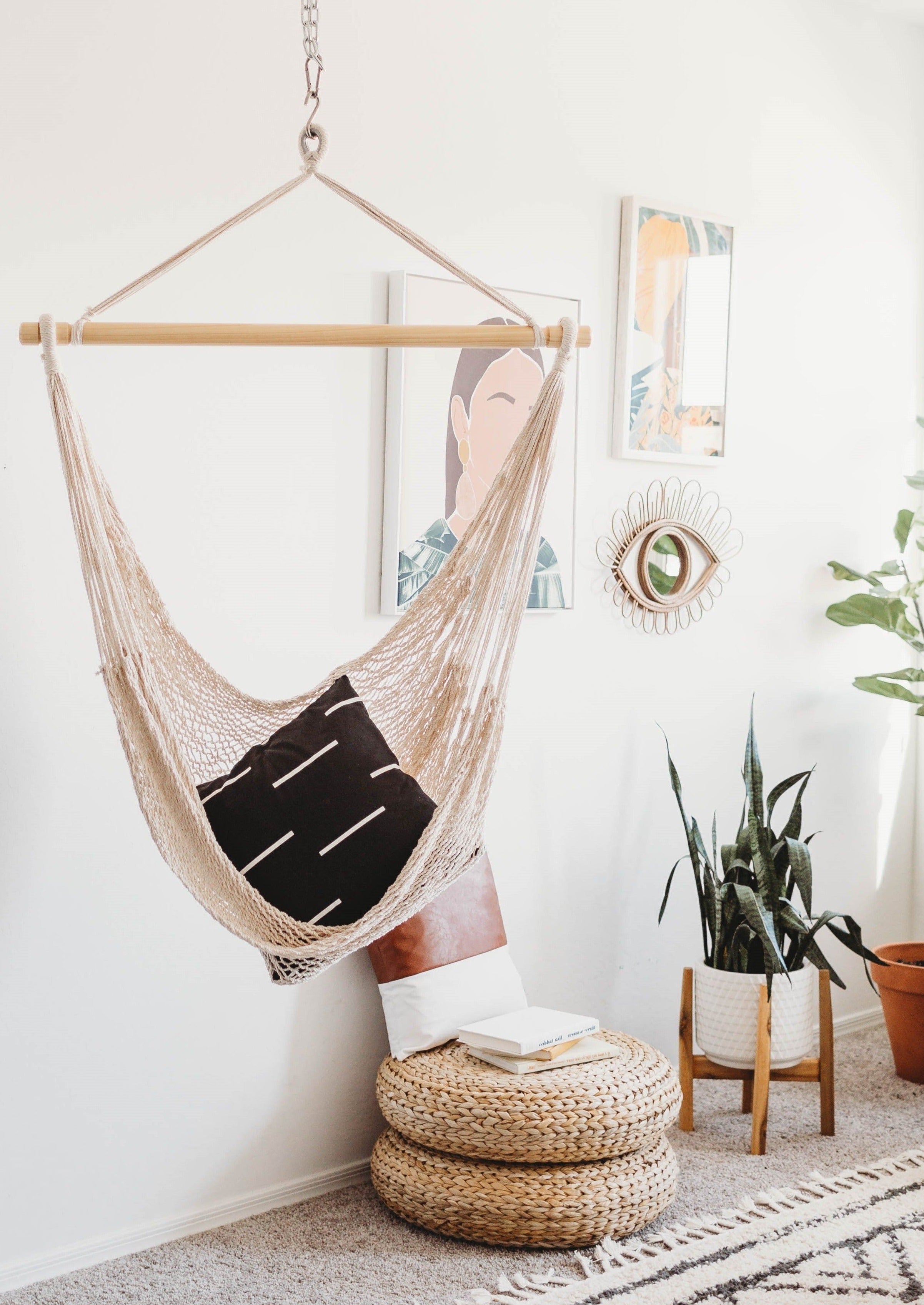 White Woven Macrame Hammock Chair | DIANA
