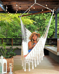 White Macrame Hammock Chair Swing | SERENA
