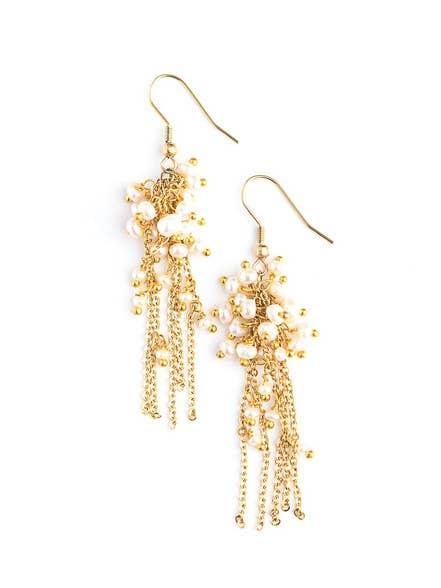 Pearl Cluster Dangle Earrings - Ethical Trade Co