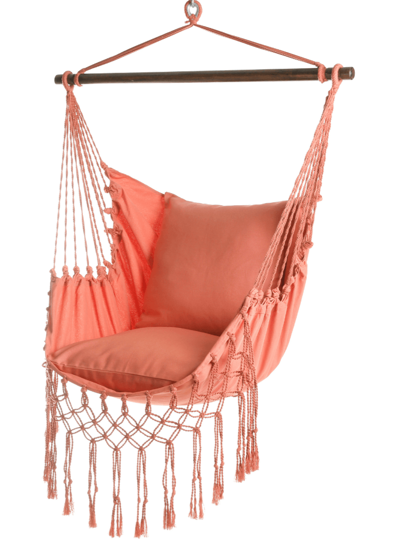 Coral Pink Macrame Hammock Chair | SERENA