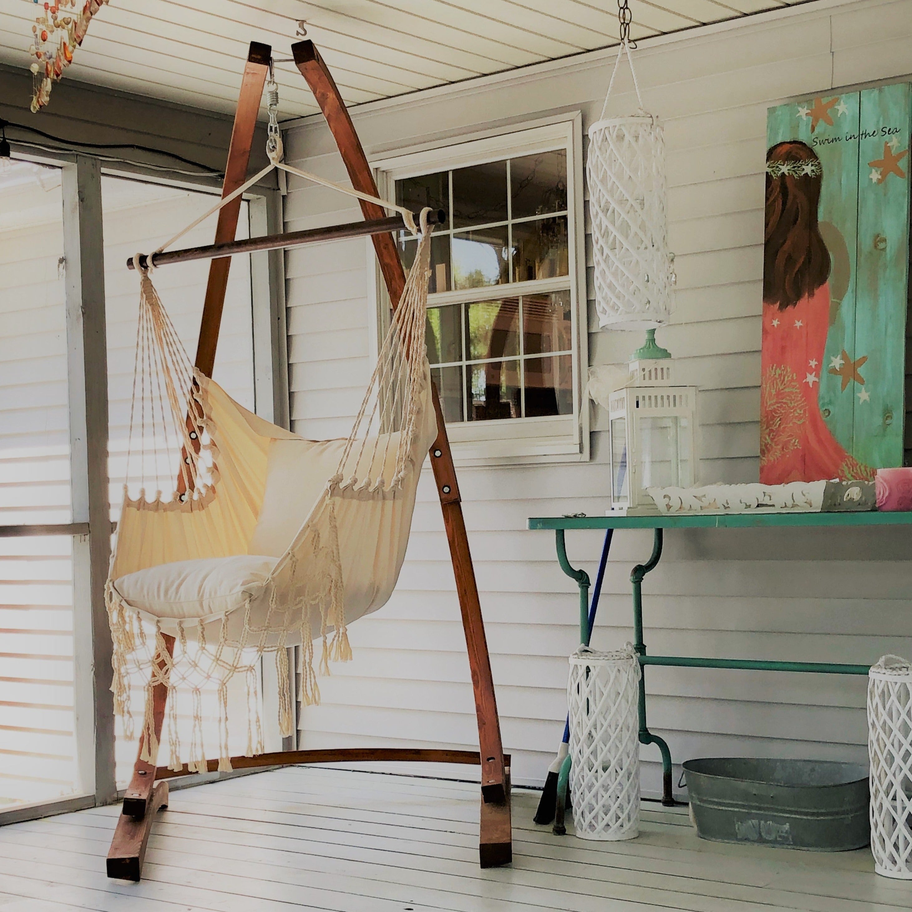 White Macrame Hammock Chair Swing | SERENA