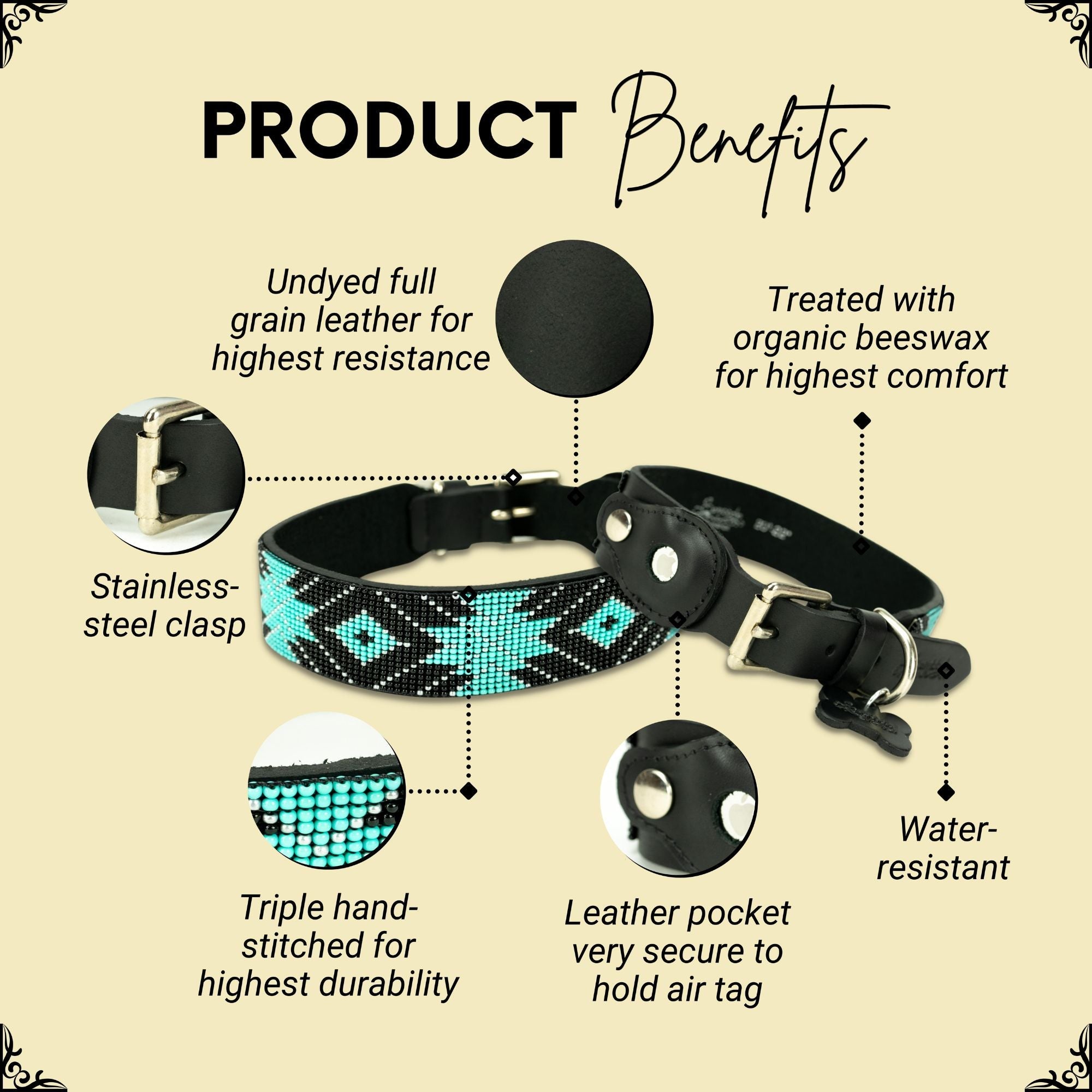 Saint Barth Sambboho dog collar (with AirTag holder)