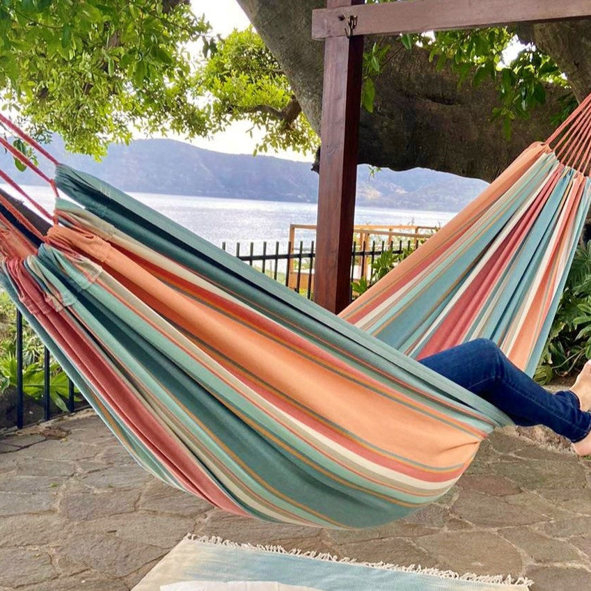 Striped Pink and Blue Cotton Hammock | PASTEL