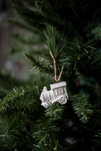 Handmade Porcelain Christmas Ornaments: Little Engine