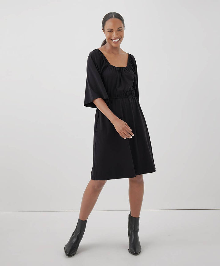 Luxe Jersey Flutter Sleeve Dress