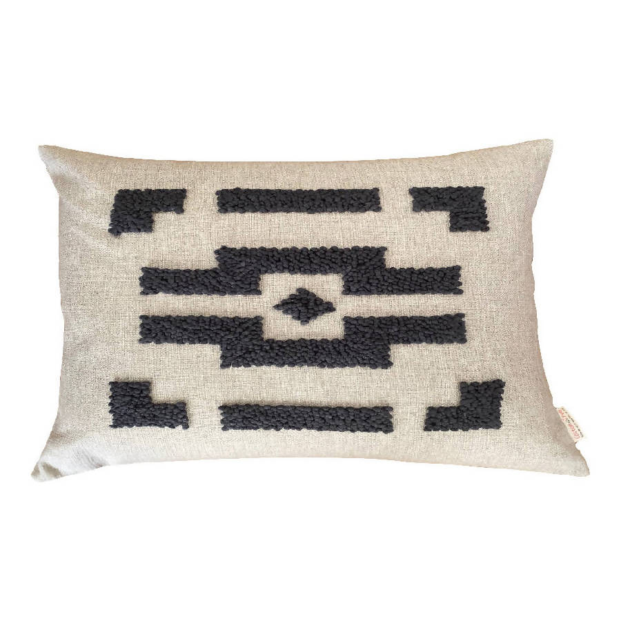 Punch Needle Ndebele Lumbar Pillow - Pattern 3