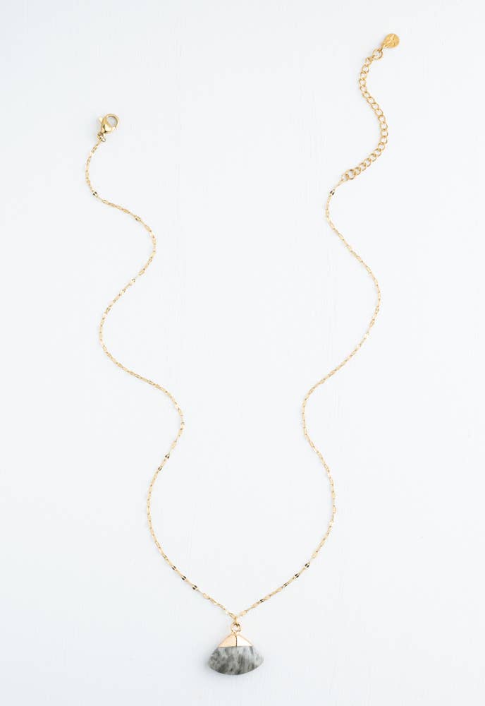 Fan Drop Necklace in Charcoal