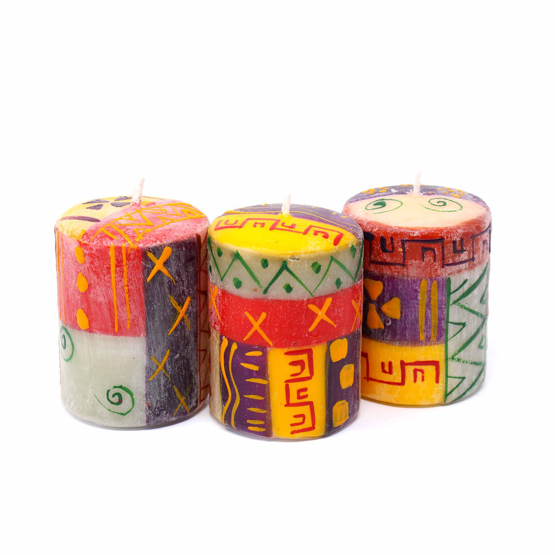 Hand Painted Voltive Candles Set of 3 - Indabuko Design