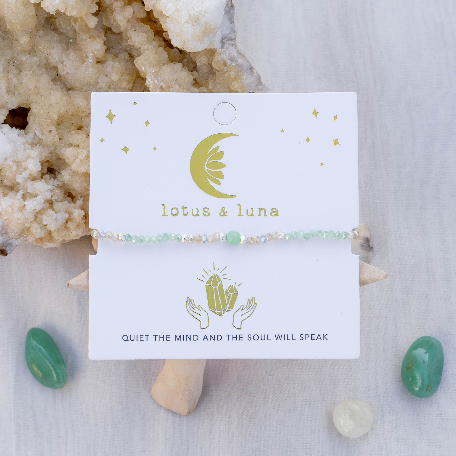 "Quiet the Mind and the Soul will Speak" Goddess Bracelet