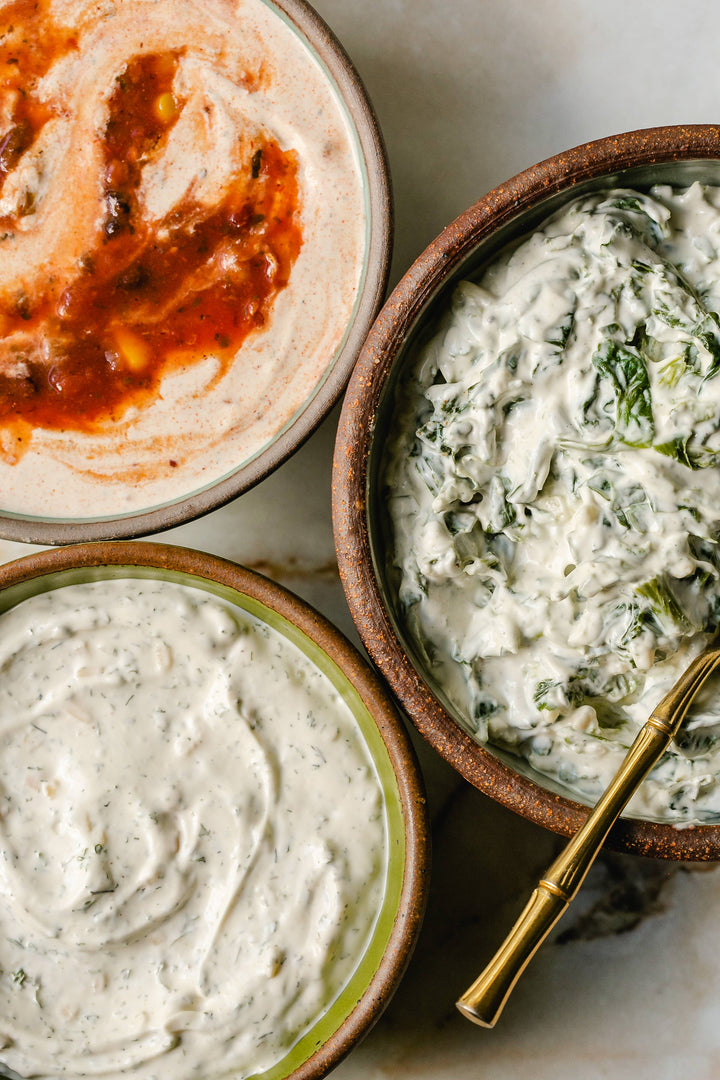 Delicious Dill, Sizzlin' Santa Fe & Spinach Dip Trio