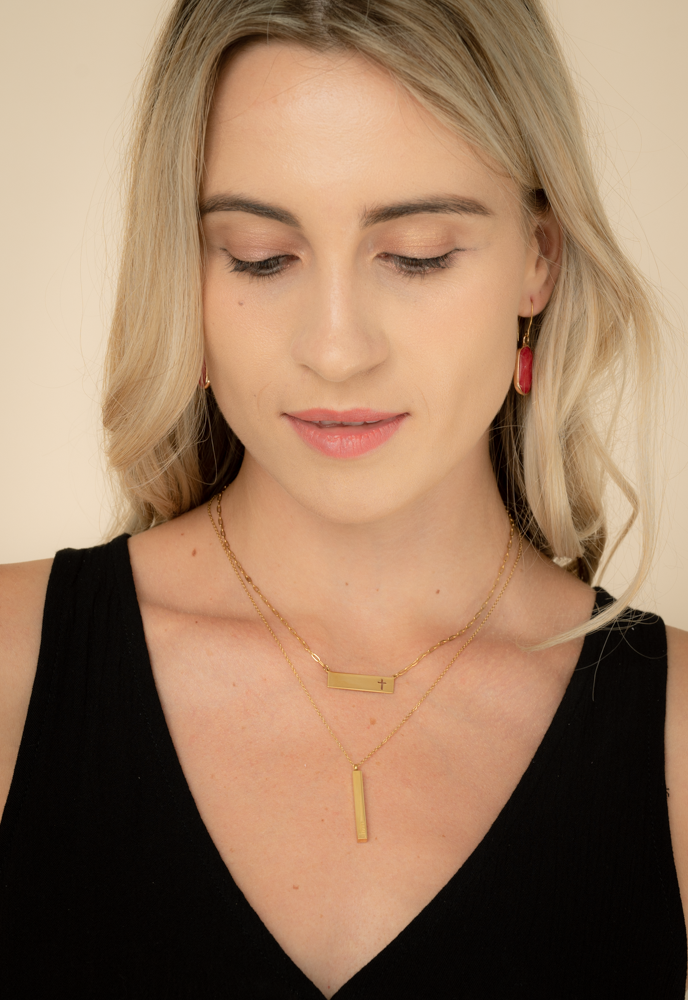 Layla Gold Cross Bar Necklace