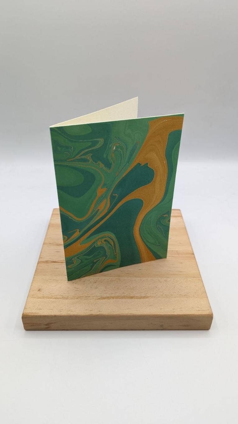 Jade & Gold Marbled Greeting Card
