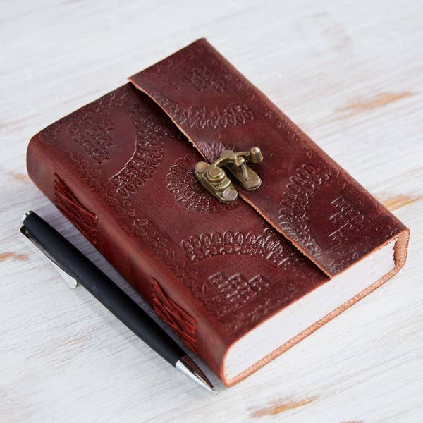 Handcrafted Medium Embossed Leather Journal Notebook