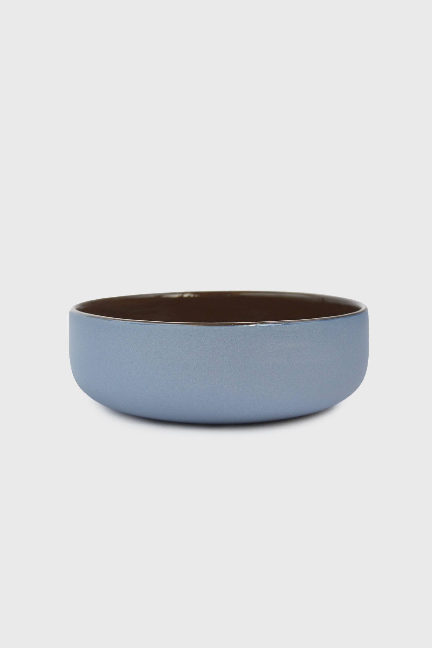 Handmade Porcelain Everyday Bowl. Forget-me-not/Chocolate