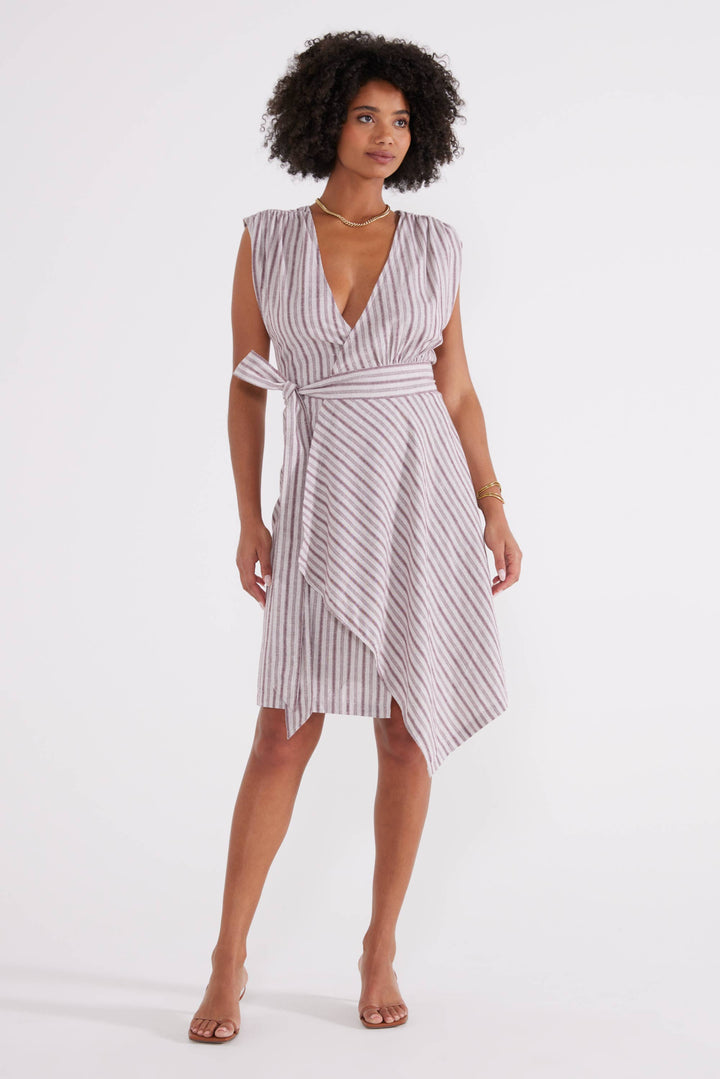 Antonia Wrap Dress - Sassafras Stripe