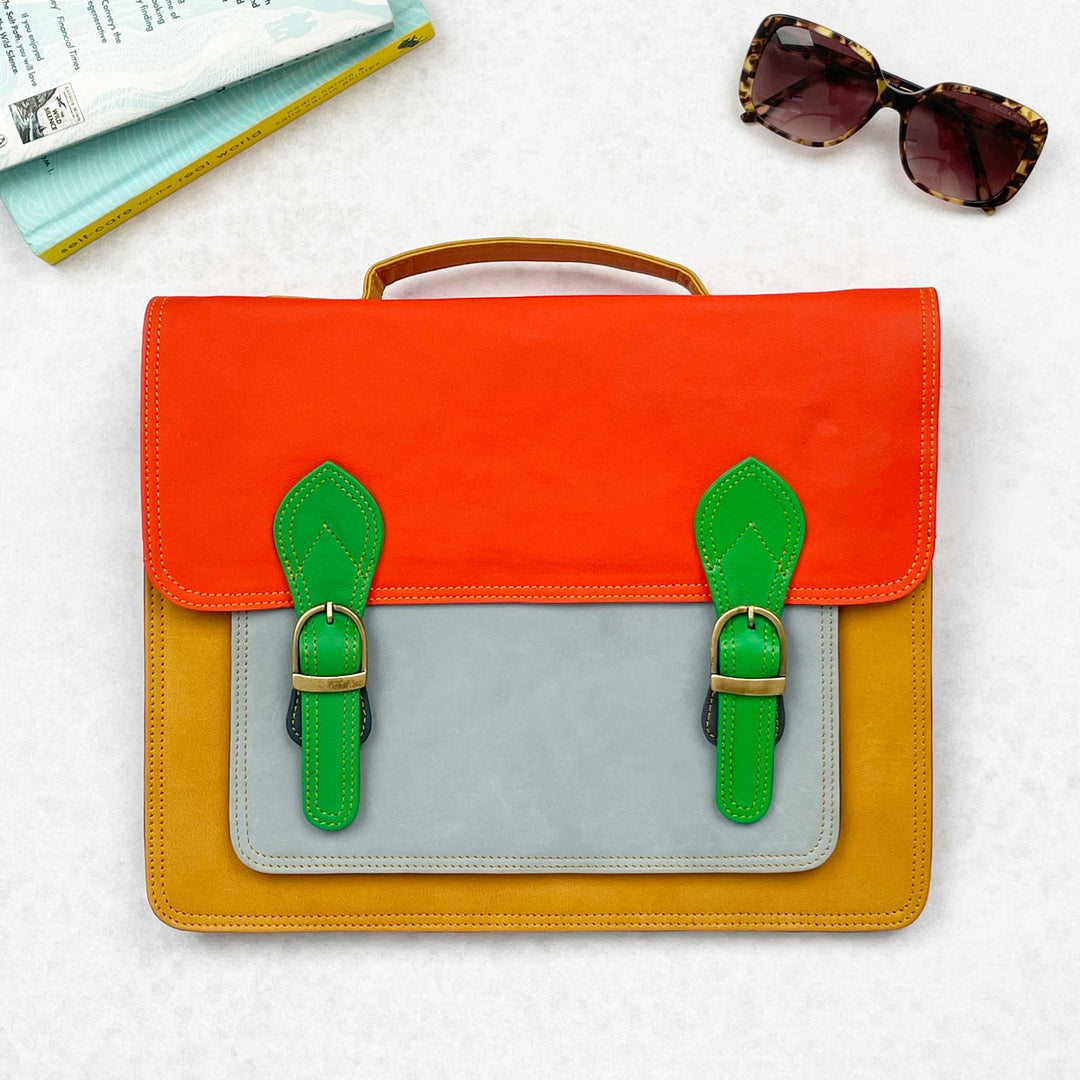 Multicoloured Recycled Leather Satchel