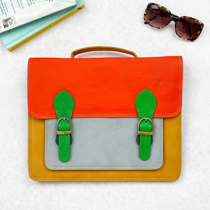 Multicoloured Recycled Leather Satchel