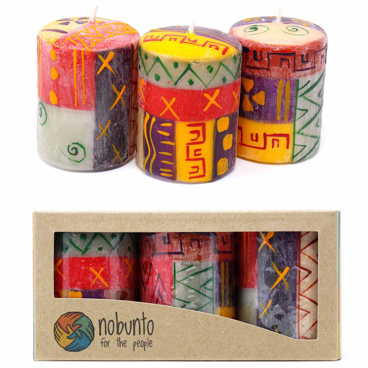 Hand Painted Voltive Candles Set of 3 - Indabuko Design