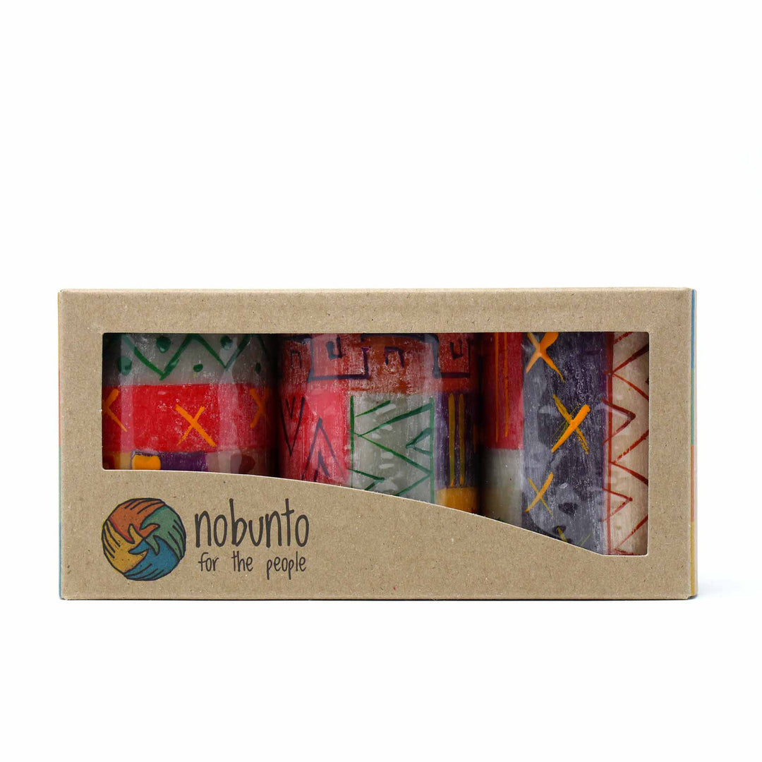 Hand Painted Voltive Candles Set of 3 - Indabuko Design