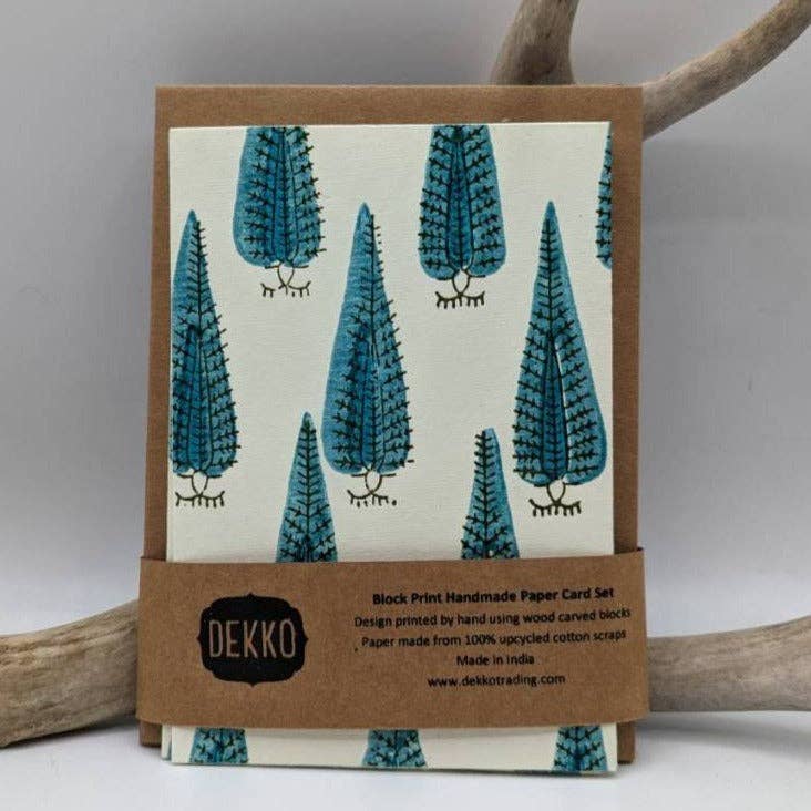 Block Print Peacock Card Set