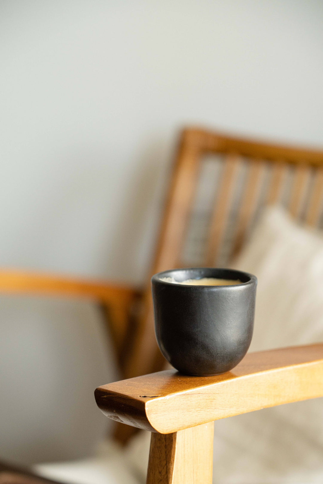 Black Stoneware Espresso Coffee Cup