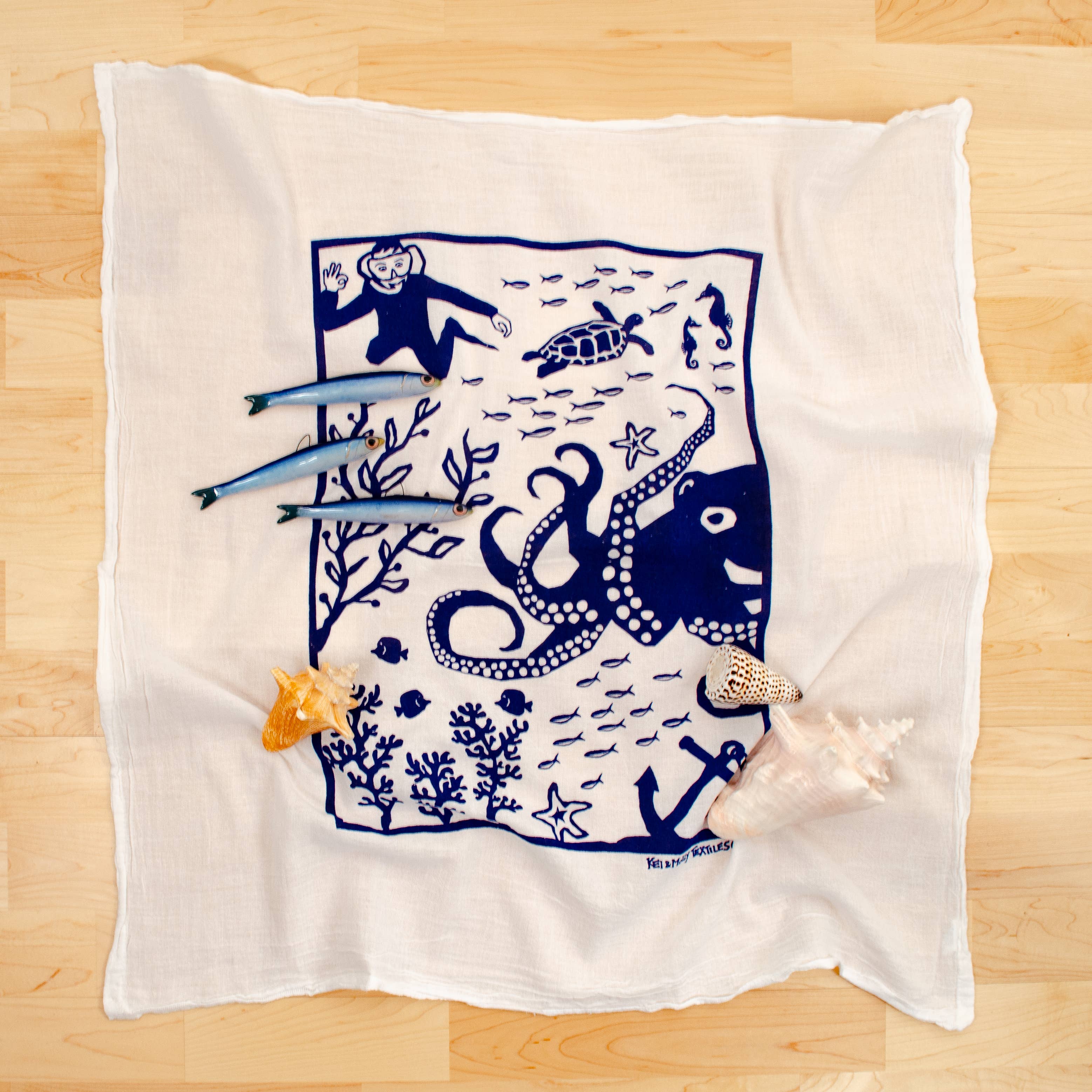 Flour Sack Dish Towel - Octopus