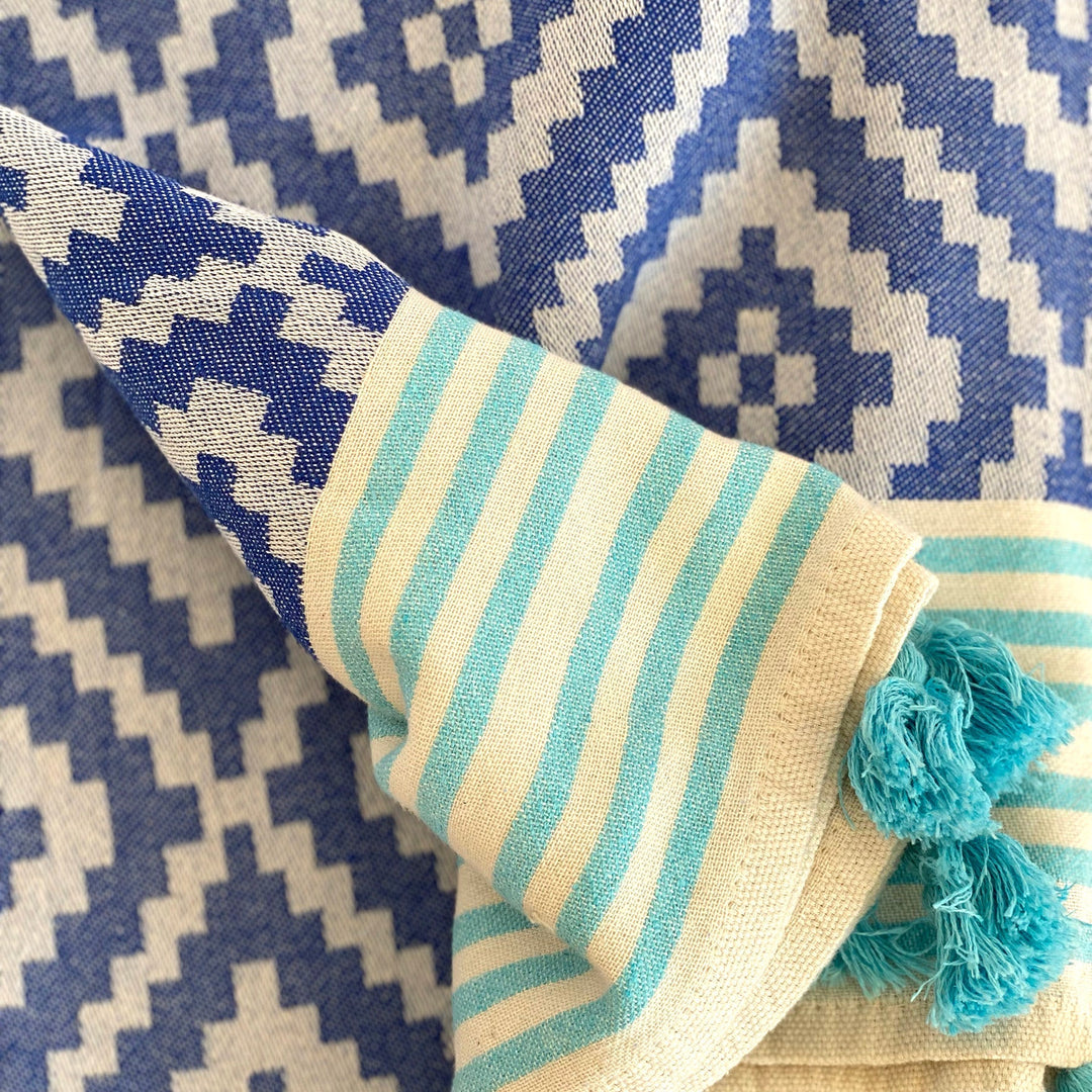 Merida Turkish Towel / Blanket - Blue