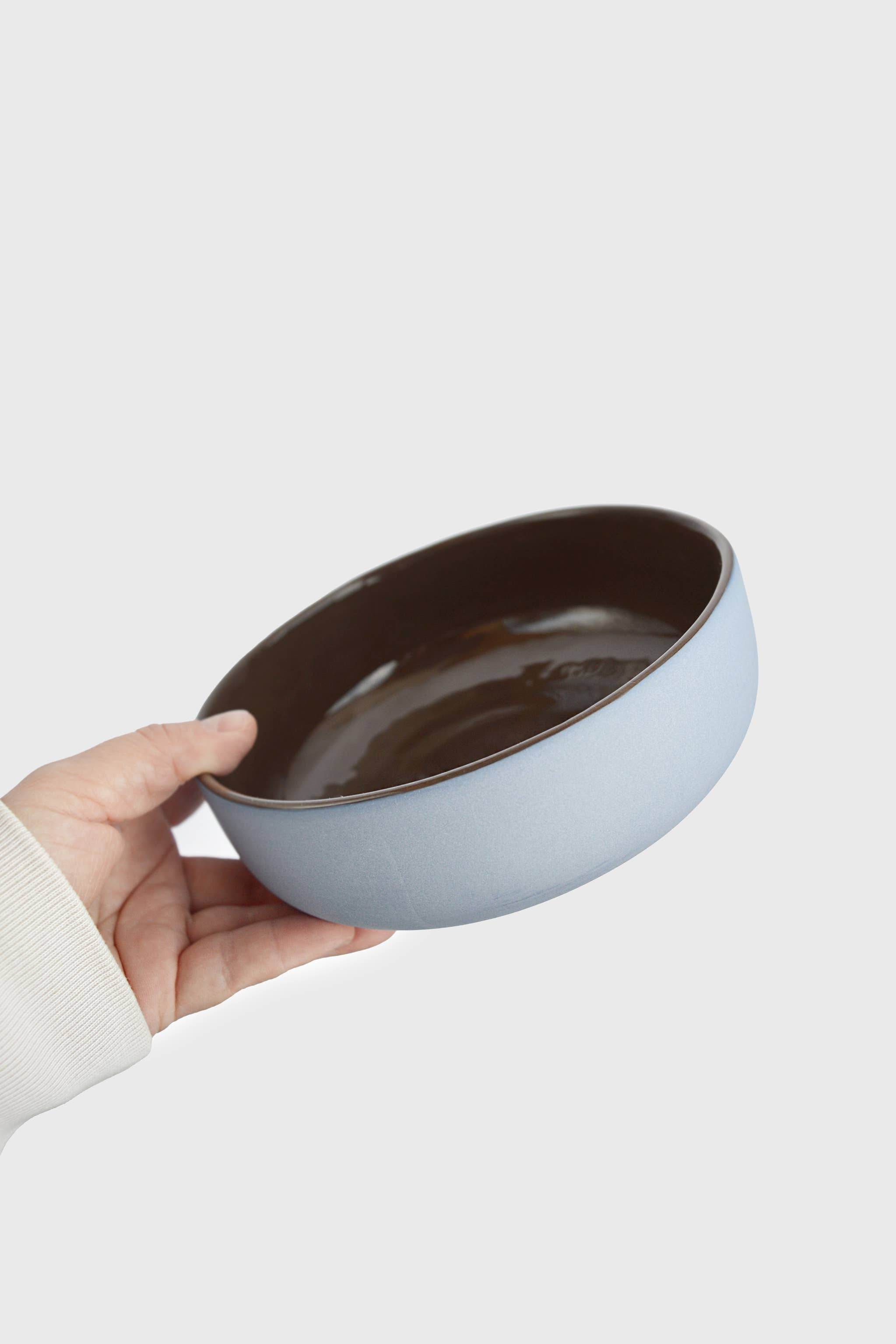 Handmade Porcelain Everyday Bowl. Forget-me-not/Chocolate