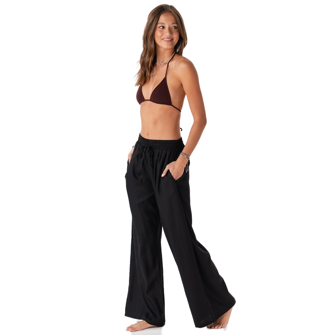 Black Wide Leg Drawstring Pants