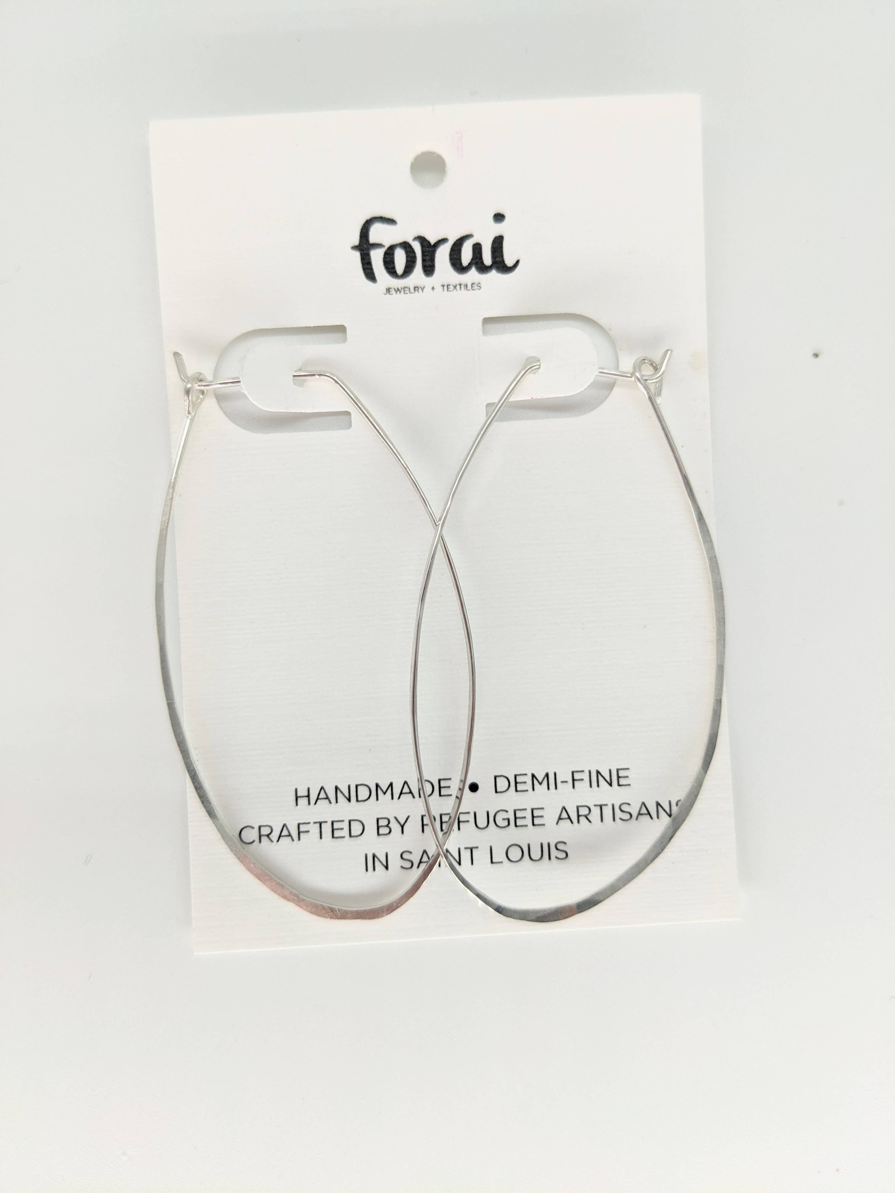Azmera Hammered Loop Earrings in Sterling Silver
