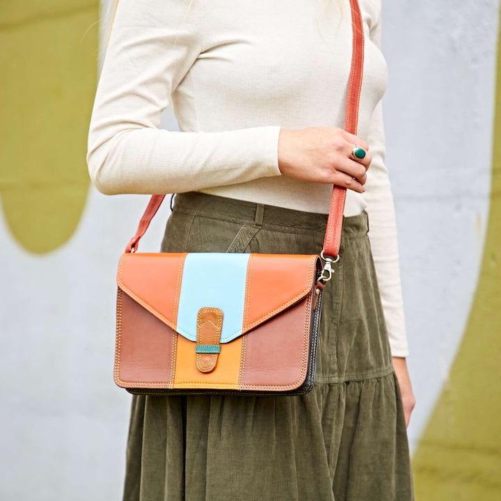 Jama Recycled Leather Multicoloured Rectangular Crossbody