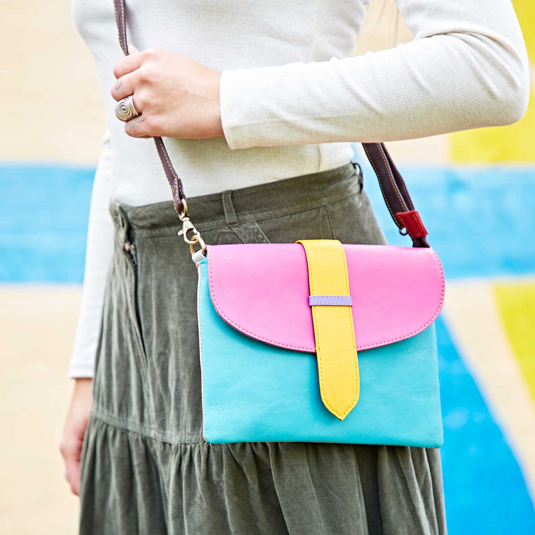 Priya Recycled Leather Multicoloured Crossbody Bag