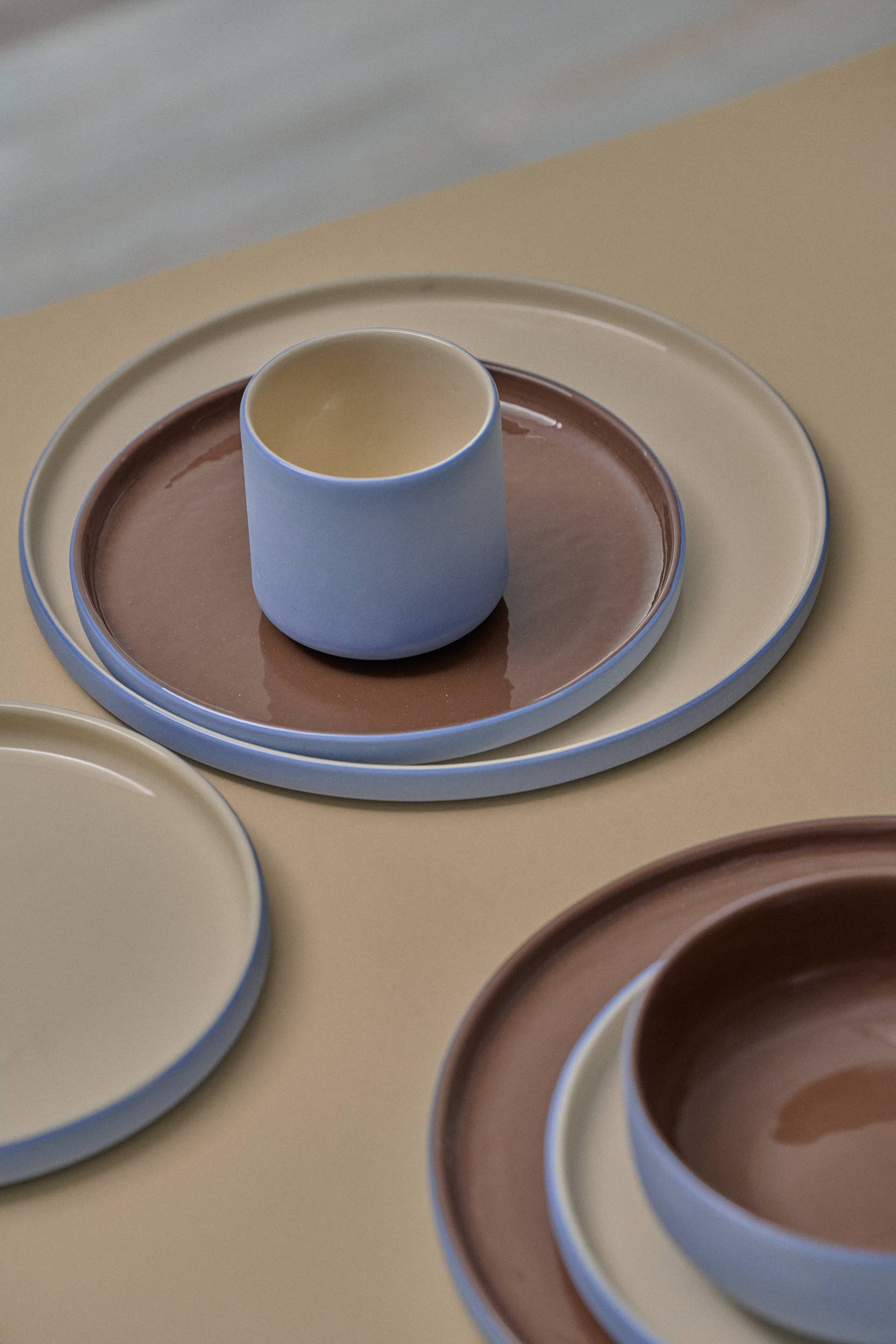 Handmade Porcelain Coffee Cup. Forget-me-Not/Chocolate medium