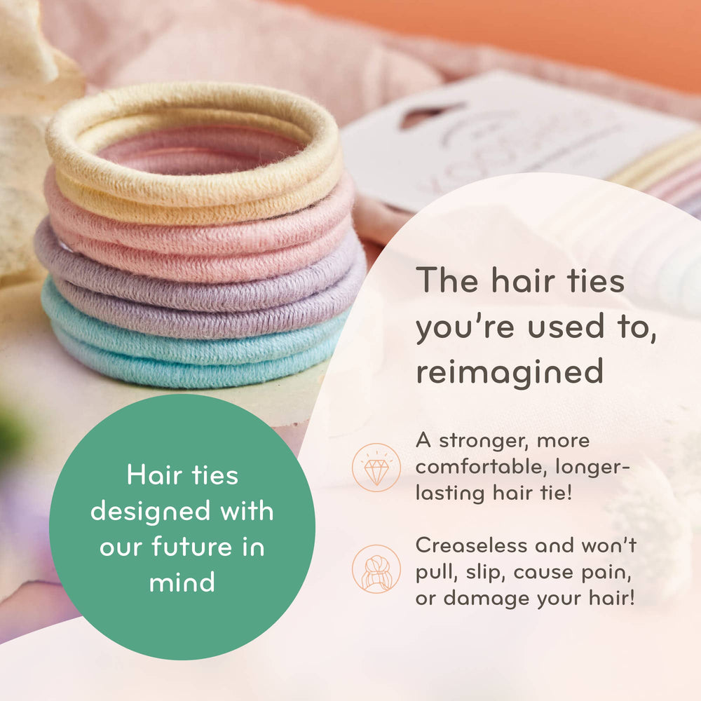 Plastic-free Round Hair Ties - Mondo 8-pack - Pastel Blooms