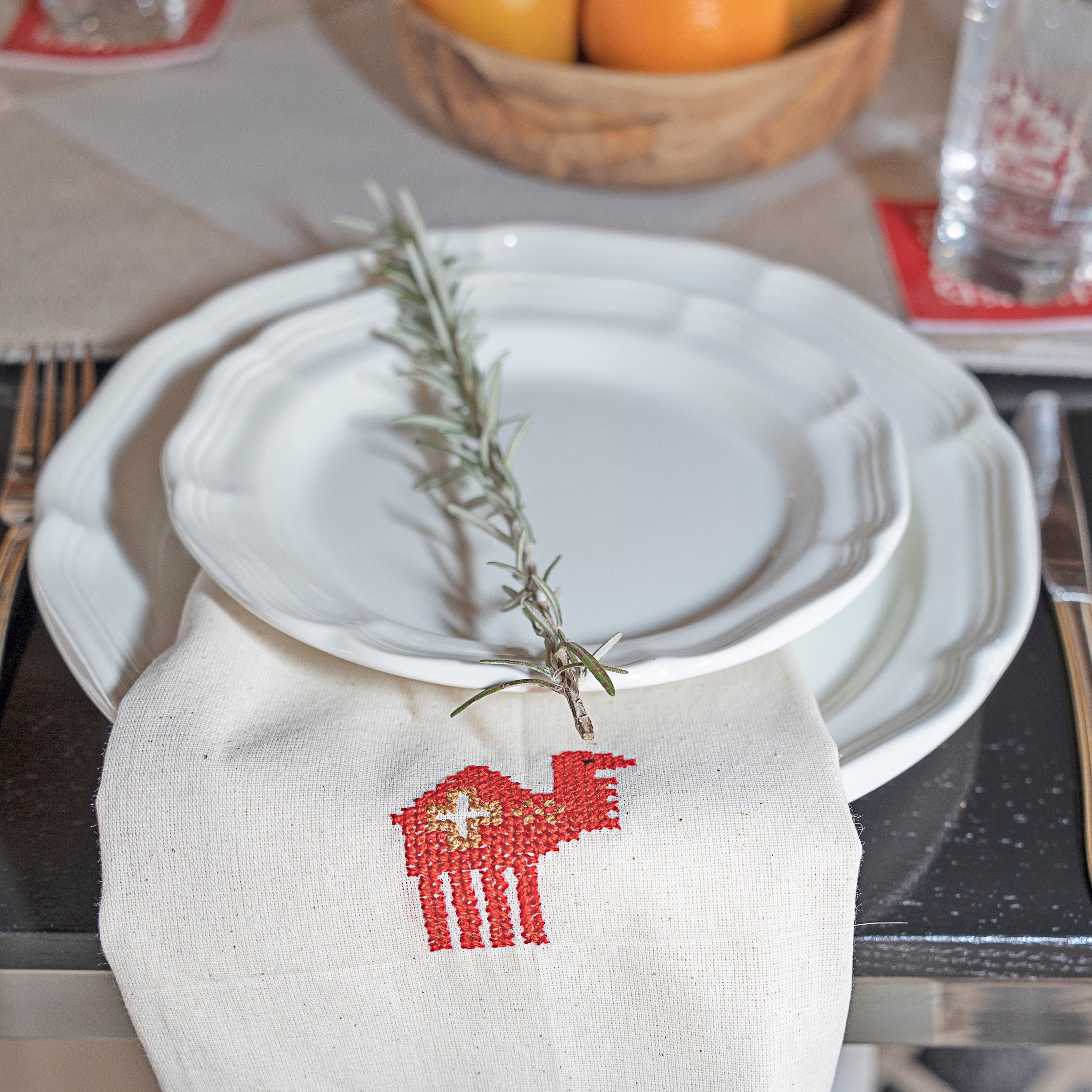 Camel Tatreez Tea Towel