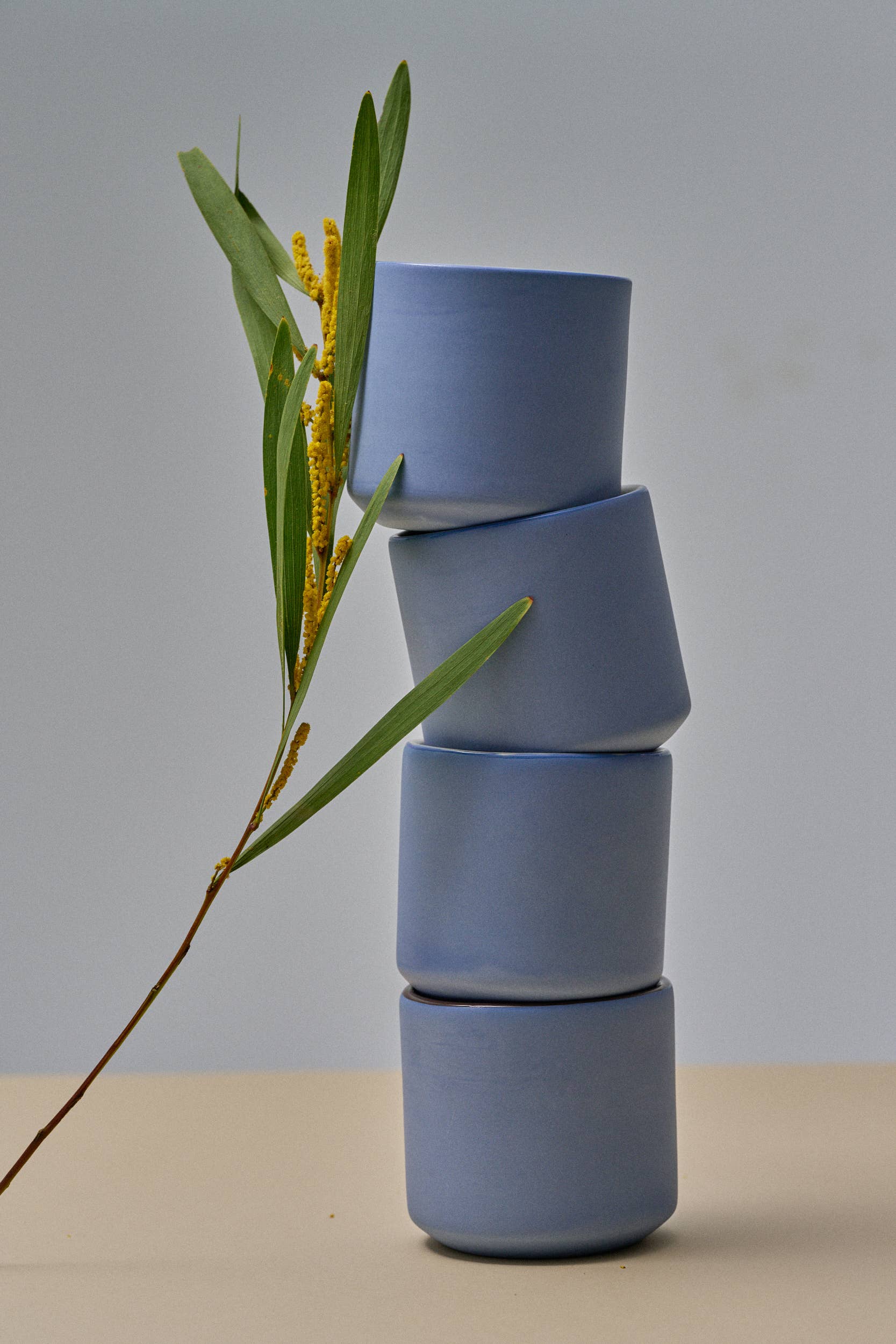 Handmade Porcelain Coffee Cup. Forget-me-Not/Chocolate medium