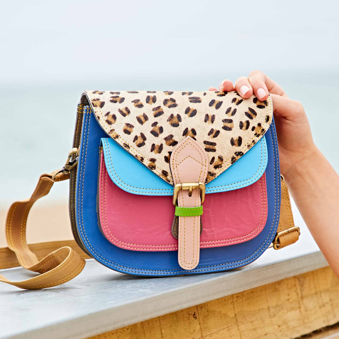 Vaani Recycled Leather Multicoloured Crossbody Bag -Handmade