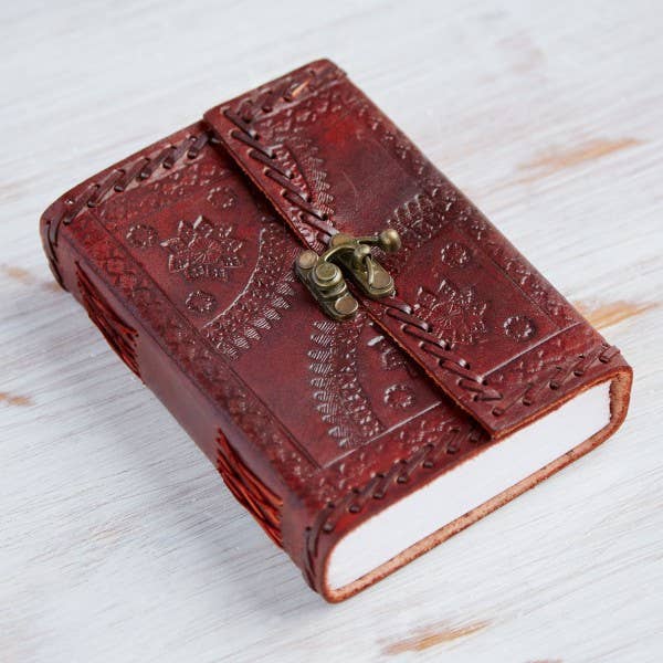 Handcrafted Medium Embossed Leather Journal Notebook