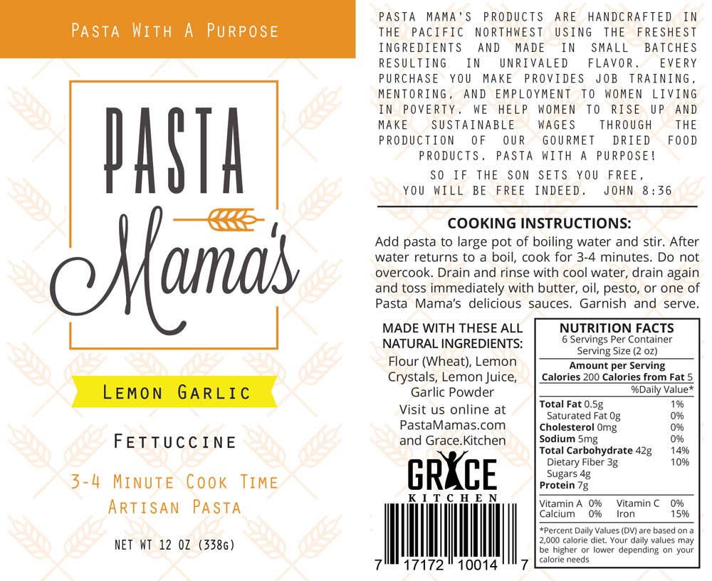 Lemon Garlic Fettuccine by Pasta Mama's