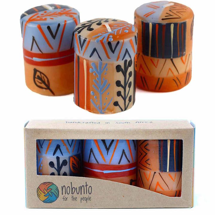 Hand Painted Votive Candles Set of 3 - Uzushi Design