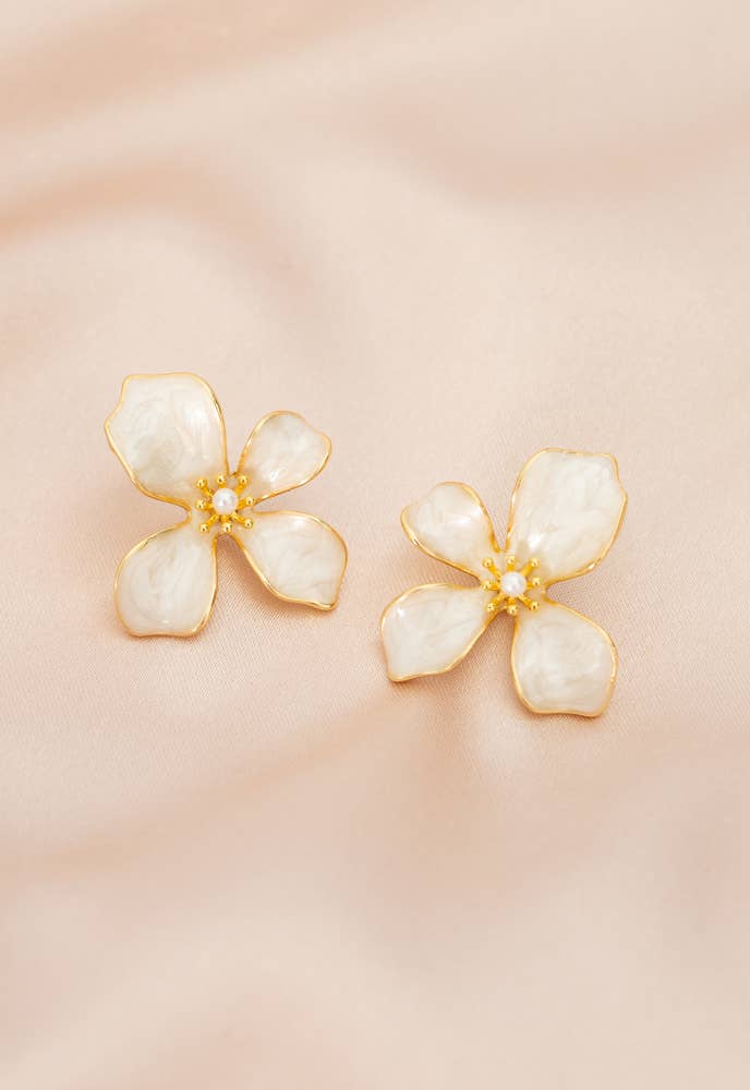 Hope in Bloom Flower Earrings in Tuscan Tan