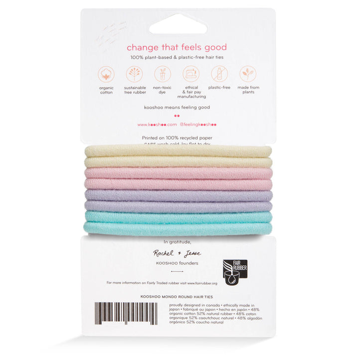 Plastic-free Round Hair Ties - Mondo 8-pack - Pastel Blooms