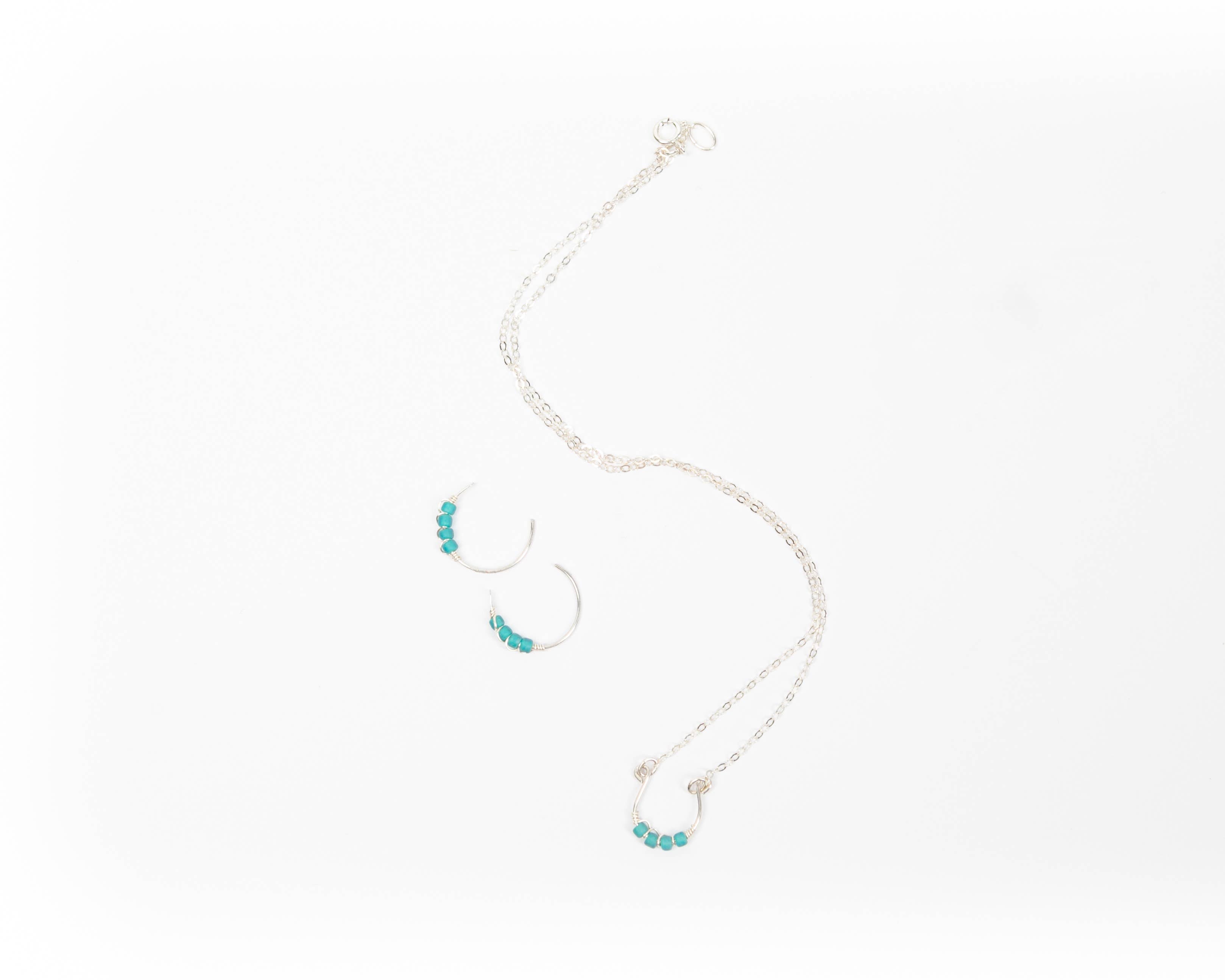 Moab Western Beaded Hoop Earrings in Sterling Silver