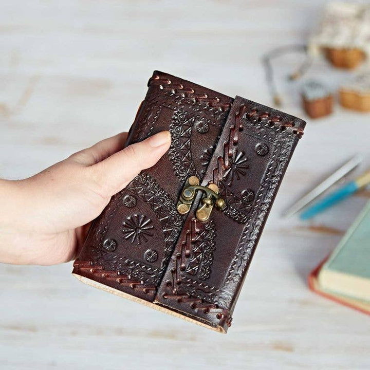 Handcrafted Medium Embossed Leather Journal Notebook